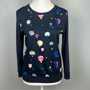 Kate Spade hot air balloon long sleeve cotton modal top, size small.
